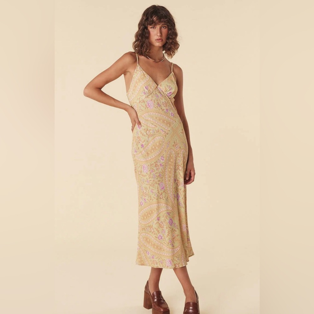 BNWOT Belladonna Bias Strappy Midi Dress in Dusty Olive 🫒💕 XS